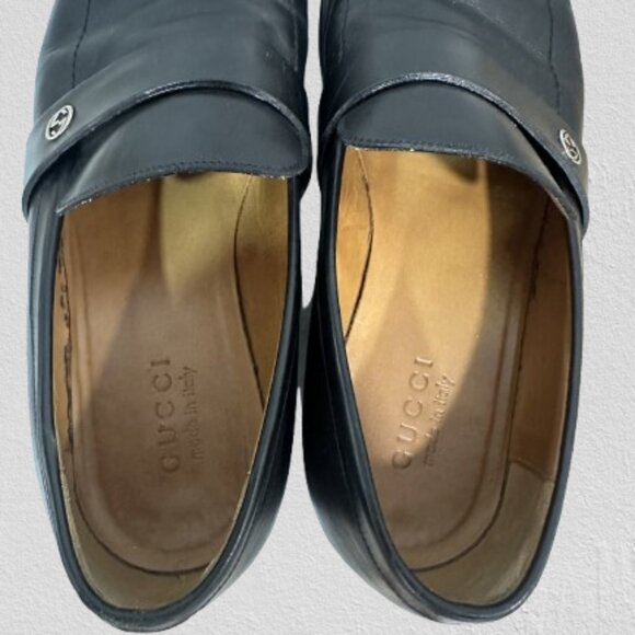 Men's Authentic Black Leather Gucci Loafers Size 9.5 - Picture 5 of 6